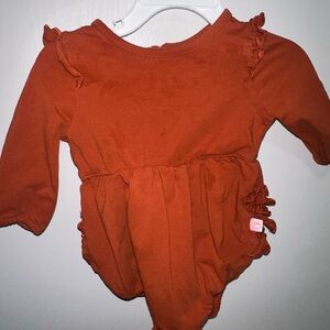 Rust Orange Ruffled baby One Piece
